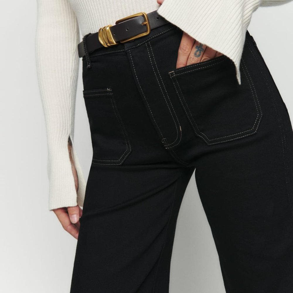 Reformation Alyssa High Waist Wide Leg Denim Jean Pants Size 29